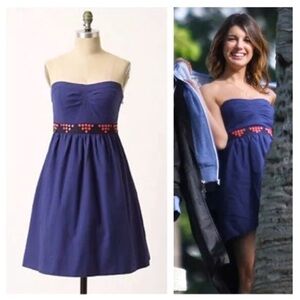 Anthropologie Floreat strapless blue dress size 8